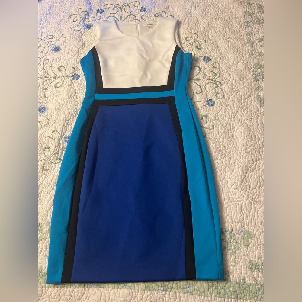 Calvin Klein Dress in Blue and White